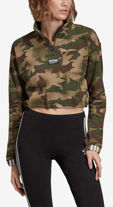 Krátká maskáčová dámská mikina adidas Originals