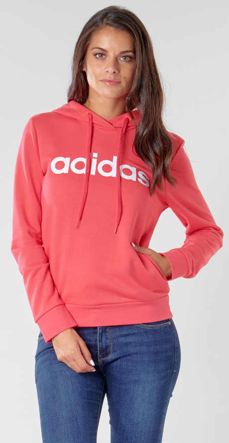 Růžová dámská mikina Adidas W E LIN OH HD