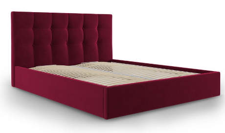 Vínově červená sametová dvoulůžková postel Mazzini Beds Nerin